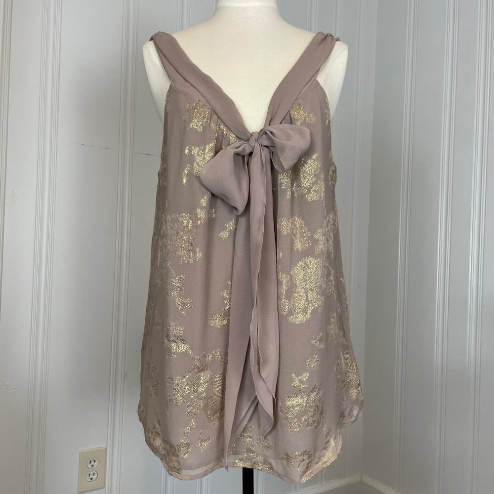 Loft Women's Taupe and Gold Floral Print Camisole X-Large